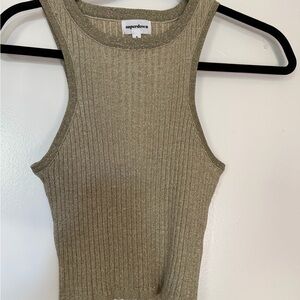 superdown Metallic Gold Ribbed Tank